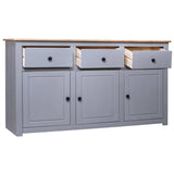Sideboard Grey 135x40x80 cm Solid Pinewood Panama Range - Side View