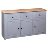 Sideboard Grey 135x40x80 cm Solid Pinewood Panama Range - 45-Degree Angle