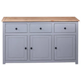 Sideboard Grey 135x40x80 cm Solid Pinewood Panama Range - Rear View