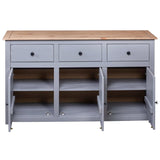 Sideboard Grey 135x40x80 cm Solid Pinewood Panama Range - Low Angle
