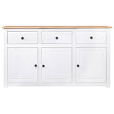 Sideboard White 135x40x80 cm Solid Pinewood Panama Range - Front View