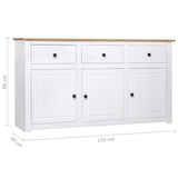 Sideboard White 135x40x80 cm Solid Pinewood Panama Range - Extra Image