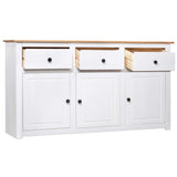 Sideboard White 135x40x80 cm Solid Pinewood Panama Range - Side View