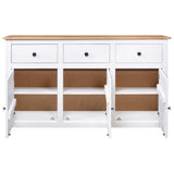 Sideboard White 135x40x80 cm Solid Pinewood Panama Range