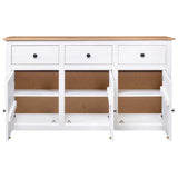 Sideboard White 135x40x80 cm Solid Pinewood Panama Range - Top-Down View