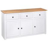 Sideboard White 135x40x80 cm Solid Pinewood Panama Range - 45-Degree Angle