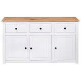 Sideboard White 135x40x80 cm Solid Pinewood Panama Range - Rear View