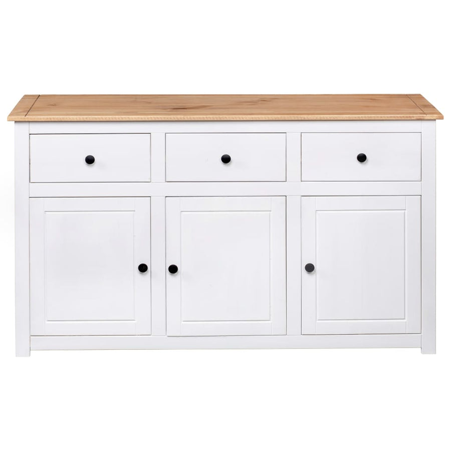 Sideboard White 135x40x80 cm Solid Pinewood Panama Range