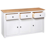 Sideboard White 135x40x80 cm Solid Pinewood Panama Range - Close-Up Angle