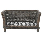 Dog Basket with Cushion Grey 50x33x30 cm Natural Willow - Front View