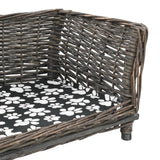 Dog Basket with Cushion Grey 50x33x30 cm Natural Willow - Top-Down View