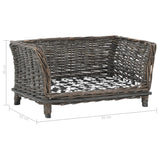 Dog Basket with Cushion Grey 50x33x30 cm Natural Willow - Rear View