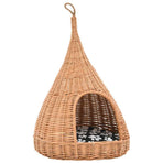 Cat House with Cushion 40x60 cm Natural Willow Teepee
