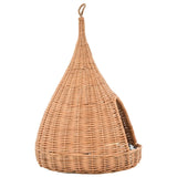 Cat House with Cushion 40x60 cm Natural Willow Teepee - Top-Down View