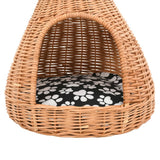 Cat House with Cushion 40x60 cm Natural Willow Teepee