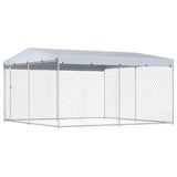 Outdoor Dog Kennel with Roof 382x382x225 cm
