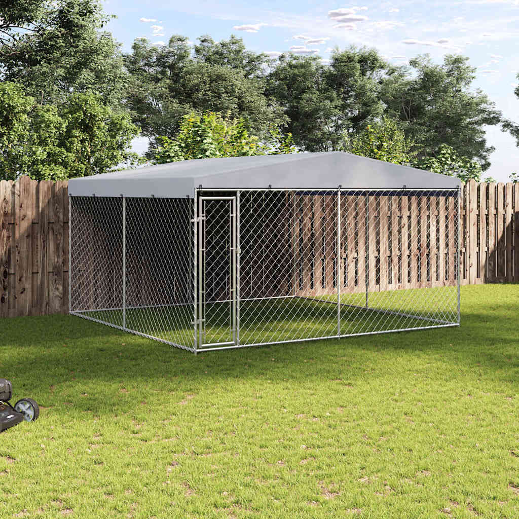 Outdoor Dog Kennel with Roof 382x382x225 cm