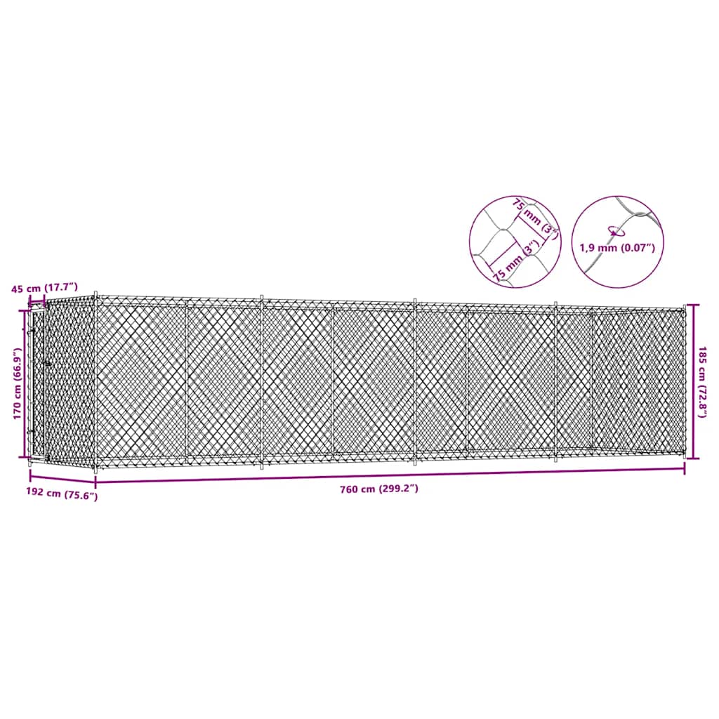 Outdoor Dog Kennel 760x192x185 cm