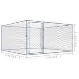 Outdoor Dog Kennel Galvanised Steel 2x2x1 m
