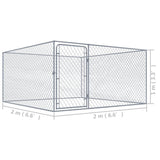Outdoor Dog Kennel Galvanised Steel 2x2x1 m - 45-Degree Angle