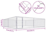 Outdoor Dog Kennel Galvanised Steel 4x4x1 m