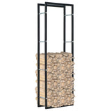 Firewood Rack Black 50x20x150 cm Steel - Front View