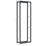Firewood Rack Black 50x20x150 cm Steel - Rear View