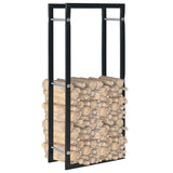 Firewood Rack Black 44x20x100 cm Steel - Front View
