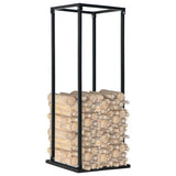 Firewood Rack with Base Black 37x37x113 cm Steel - Front View
