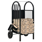 Firewood Cart Black 30x35x81 cm Steel - Front View
