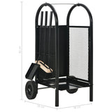Firewood Cart Black 30x35x81 cm Steel - Extra Image