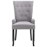 Dining Chairs with Armrests 2 pcs Light Grey Fabric - Side View