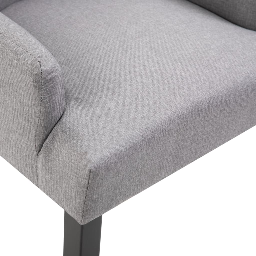 Dining Chairs with Armrests 2 pcs Light Grey Fabric