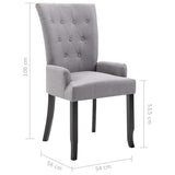 Dining Chairs with Armrests 2 pcs Light Grey Fabric - Low Angle