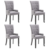 Dining Chairs with Armrests 4 pcs Light Grey Fabric - Front View