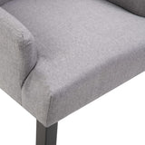 Dining Chairs with Armrests 4 pcs Light Grey Fabric - Rear View