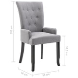Dining Chairs with Armrests 4 pcs Light Grey Fabric - Low Angle