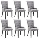 Dining Chairs with Armrests 6 pcs Light Grey Fabric