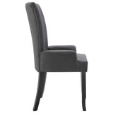 Dining Chairs with Armrests 2 pcs Dark Grey Fabric - Side View
