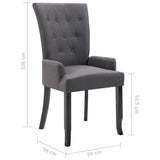 Dining Chairs with Armrests 2 pcs Dark Grey Fabric - Close-Up Angle