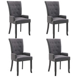Dining Chairs with Armrests 4 pcs Dark Grey Fabric