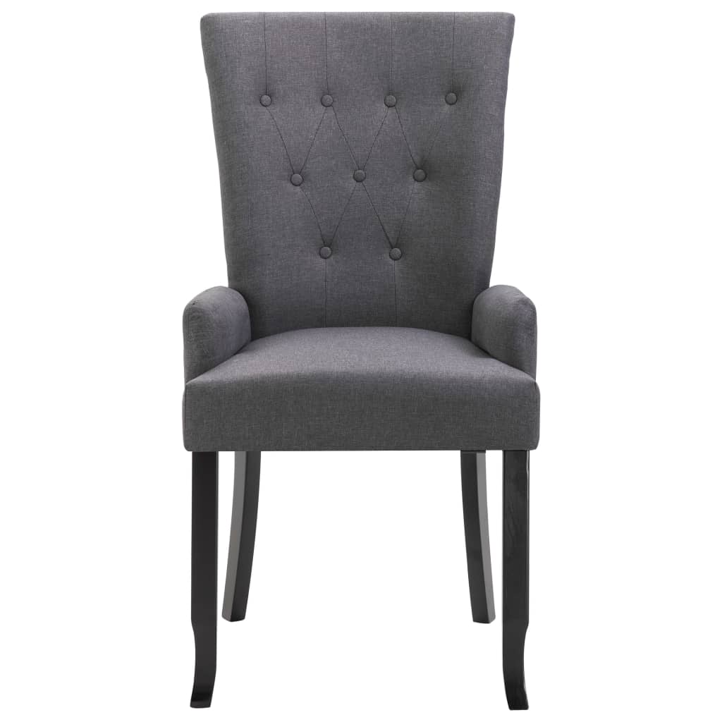 Dining Chairs with Armrests 6 pcs Dark Grey Fabric