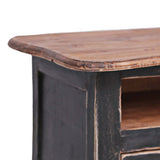 TV Cabinet 120x30x40 cm Black Solid Mahogany Wood - Close-Up Angle