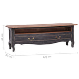TV Cabinet 120x30x40 cm Black Solid Mahogany Wood - Extra Image
