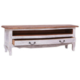 TV Cabinet 120x30x40 cm White Solid Mahogany Wood - Front View
