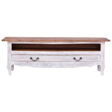 TV Cabinet 120x30x40 cm White Solid Mahogany Wood - Side View