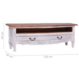 TV Cabinet 120x30x40 cm White Solid Mahogany Wood - Extra Image