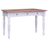 Desk with Drawers White 117x57x75 cm Solid Mahogany Wood