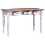Desk with Drawers White 117x57x75 cm Solid Mahogany Wood