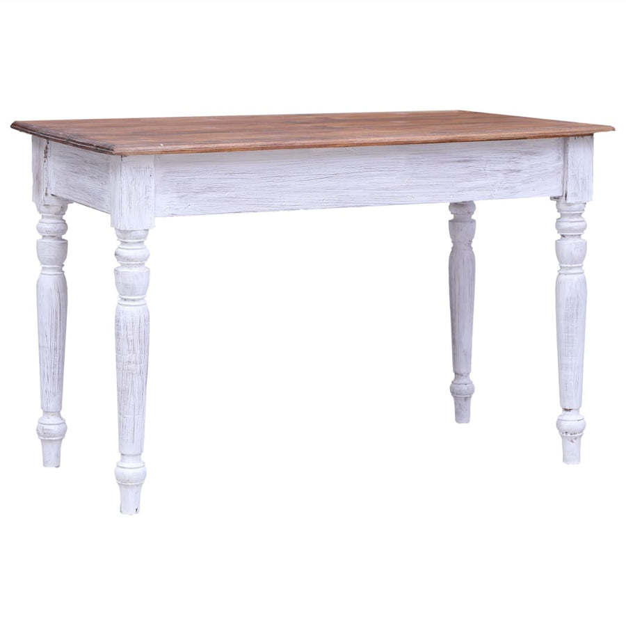 Desk with Drawers White 117x57x75 cm Solid Mahogany Wood